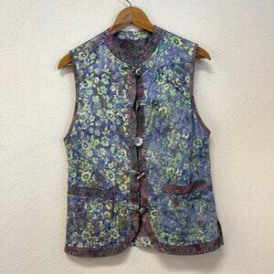 Vintage Norm Thompson Reversible Quilt Floral Vest sz Small
